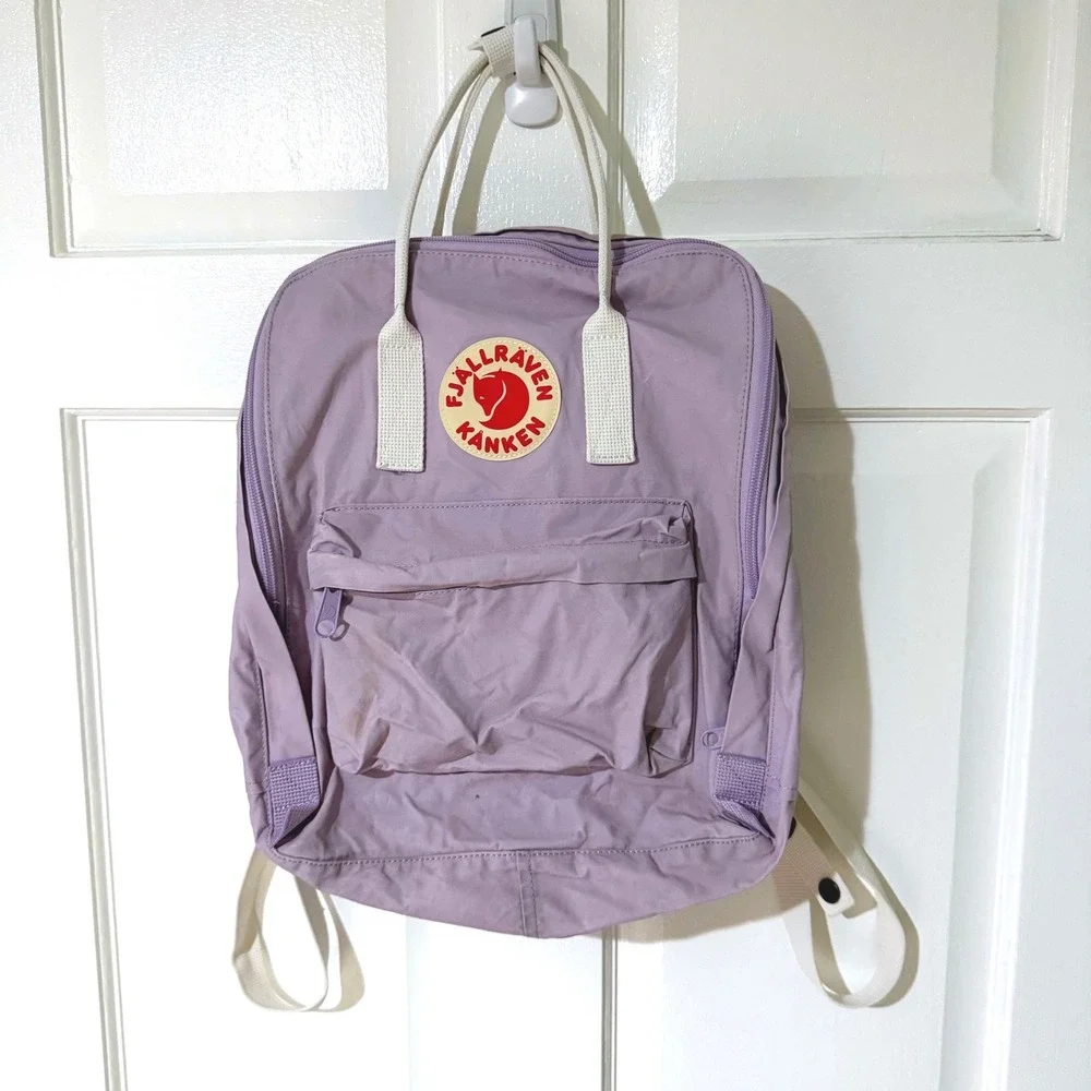 Fjallraven Kanken Classic Backpack Lavender Purple Cream Straps School Bag